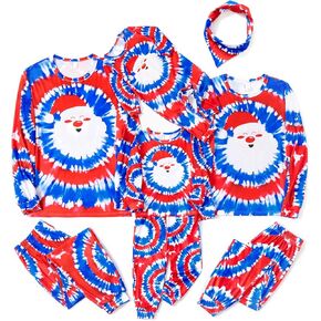 PATPAT Family Matching Christmas Pajamas, Tie Dye Holiday Pjs Sets Long Sleeve Sleepwear for Adults, Kids, Baby and Dog