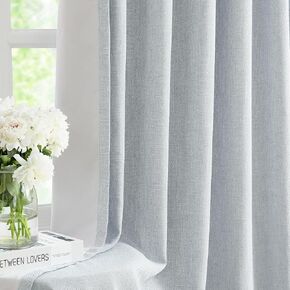 WEST LAKE 95 Inch Long Soft Pink Full Blackout Curtains for Bedroom Living Room,Modern Linen Blended Room Darkening Drapes with Light Blocking Liner,8 FT Thermal Insulated Window Treatment,58"Wx95"Lx2
