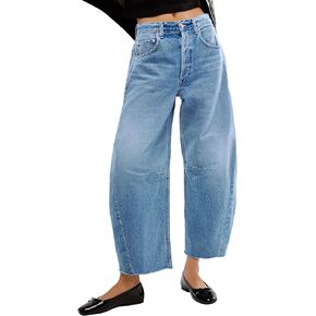برميل الجينز المرأة عارضة الجينز الفضفاضة للنساء العصرية عالية الخصر الجينز للنساء مستقيم واسعة الساق صديقها الجينز in Kuwait