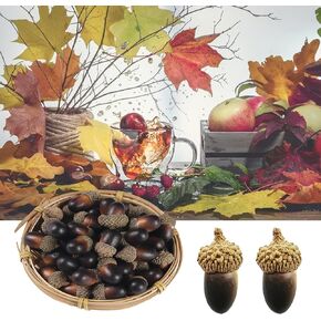 50pcs Artificial Acorn with Natural Acorn Cap Acorns, Artificial Acorns for Crafts, Lifelike Simulation Fake Natural Acorns, Thanksgiving Decoration, Acorn Decor(Red)