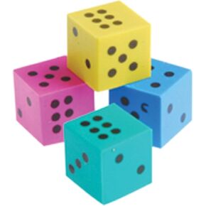 Lot of 144 Assorted Color Dice Theme Erasers