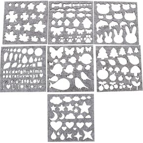 7 Pcs Wool Felt Mold DIY Kits Embroidery Kit Needle Felting Stencils Applique Stencil Pumpkin Decorating Kit Tools Felting Template Stencil Flower Supplies Chemical Fiber Flowers