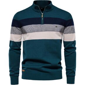 Men's Quarter Zip Pullover Sweaters Lightweight Mock Neck Long Sleeve Knit Sweater for Men