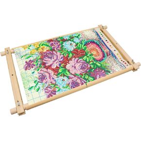 Embroidery Tapestry Scroll Frame, Cross Stitch Frame, Easy to Use Natural Beech Wood Embroidery Hoop Holder, Hands Cross Stitch Supplies for Art Craft Sewing Needlework Projects