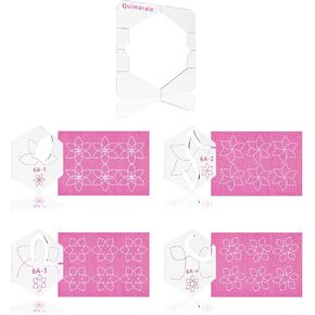 4 PCS Flower Design Free Motion Quilting Templates with Quilting Frame Acrylic Quilting Stencil Quilting Rulers Supplies Quilting Templates for Machine Quilting with Instruction (6A Design)