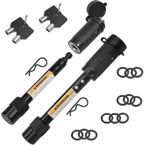 RVGUARD Trailer Hitch Lock 5/8" Dia. for Class III IV 2"& 2-1/2" Receiver, Anti-Theft Steel Locking Hitch Pin with 2 Keys for Towing Trailer/Truck/Bike Rack, 2 Pack