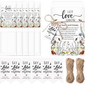 100 Set Let Love Grow Wedding Party Favors for Guests Let Love Grow Seed Packet Bulk Wedding Seed Self Adhesive Packets Organizer Thank You Tags for Baby Bridal Shower Party Gifts, No Seeds