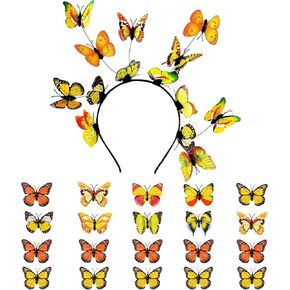 Butterfly Fascinators Headband Hair Clips Halloween Cosplay for Women Girls Monarch Butterfly Decoration Costume Crown Hat Headpiece Butterfly Accessories for Halloween Tea Party