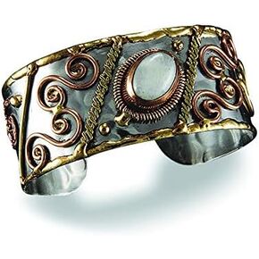 Janya Collection Mixed Metal Cuff Bracelet - Moonstone