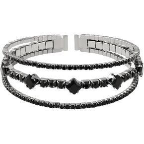 Sacina Black Rhinestone Cuff Bracelet, Tennis Bracelets for Women, Rhinestone Bracelet for Women, Black Bracelet, Christmas Jewelry Gifts