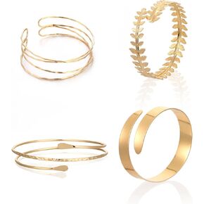4 Pcs Gold Arm Cuff Upper Arm, Arm Bands, Minimalist Gold Bracelet, Arm Cuff Jewelry for Women, Arm Bracelet Upper Arm, Adjustable Arm Cuffs, Arm Cuff Gold, Upper Arm Cuff Set