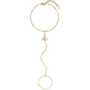 LUCA SMITH Women's Back of Hand Ring Bracelet with Scissor Links, Snake Thin Rope Charms Fine Jewelry, Gifts for Lovers, Wives, Daughters and Yourself