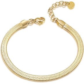 Flat Snake Gold Anklets Bracelet for Women Men Dainty Bracelets for Women Stainless Steel Birthday Gift