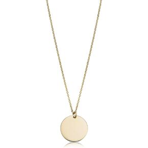 Kooljewelry 14k Yellow, White or Rose Gold 10 mm Round Disc Necklace (adjusts to 17 or 18 inch)