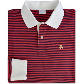 Brooks Brothers Mens Slim Fit Contrast Collar Pique Cotton Long Sleeve Performance Polo Shirt,