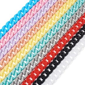 Beathoven 10 Strands Acrylic Chunky Chains Linking Rings, Colorful Bag Chain Plastic Chain Twist Linking Rings 15.7" Crossbody Chains for Handbag Purse Phone Strap Keychain Jewelry Making (Detachable)