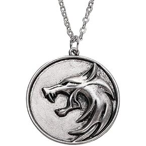 Witcher Medallion Necklace Witcher Necklace for Men Geralt of Rivia Wolf Necklace for Men Wild Hunt Wolf Pendant Necklace for Men Wolf Jewelry for Men Wolf Gifts Witcher Costume Accessories