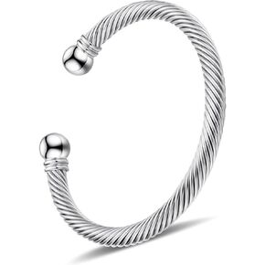 Stainless Steel Twisted Cable Wire Bracelets Adjustable Open Cuff Bangle Bracelet Vintage Jewelry Gift for Women