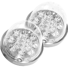 2PCS Dual Revolution Red Turn Signal and Marker to Blue Auxiliary 17 LED Watermelon Lights, Clear Lens & Stainless Steel Bezel Marker Lights for Freightliner Kenworth Peterbilt Trailer Heavy Trucks