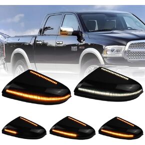 Sequential Switchback Mirror Turn Signal Lights Lamp and Housing Driver& Passenger Side For Dodge Ram 2009-2014 1500 2010-2014 2500 RH&LH OEM 68064948AA,68064949AA, White & Amber