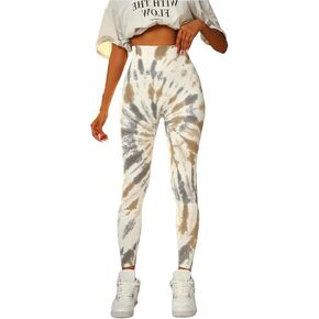 GORGLITTER Women's Reflective Splash Ink Print High Waisted Leggings Y2K Fitted Pants