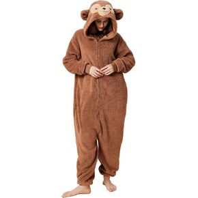 Unisex Bear Onesie Adult Pajamas Cosplay Animal One Piece Comfy Sleepwear Homewear Halloween Costume