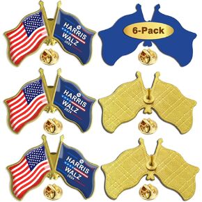 6/12/50/100Pcs American US Kamala Harris waltz Flag Lapel Pins Bulk - Show Your Support For Democratic Party 2024 President Vote Campaign Pins