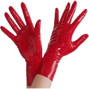 Red Latex Short Gloves for Women Men, Natural Rubber Gloves Cosplay Party Clothing