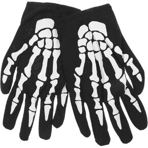 BESTYASH 1 Set of Skeleton Gloves Unisex Fit Halloween Skull Gloves Skull Claw Bone Skeleton Gloves Goth Racing Biker Full Gloves (White)
