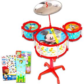 Mickey Mouse Toy Drum Set for Kids - Bundle with Mickey Drum Music Set, Mickey Tattoos, More | Mickey Musical Toys for Toddlers, Boys, Girls