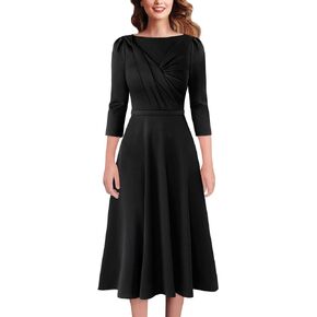 VFSHOW Womens 2024 Business Office Work Professional Elegant Slim Midi A-line Fit and Flare Dress