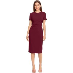 Maggy London Women's Short Sleeve Ruched Midi