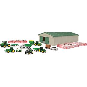 John Deere Die-Cast Farm Toys Playset - 1:64 Scale - Includes Farm Animals, Machine Shed, Toy Tractors, Toy Trucks, and Farm Tools - 70 Count - 8 Years and Up