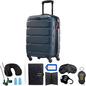 Samsonite Omni Hardside Luggage 28" Spinner Caribbean Blue (68310-2479) Bundle with Deco Gear Ultimate 10pc Luggage Accessory Kit