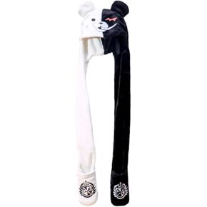 GK-O Monokuma Cosplay Costume Warm Hat Headwear Anime Hooded Gloves Scarf Gloves Bear Ears Cap Fluff Hat