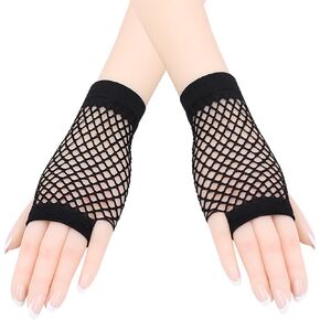 Short Fishnet Gloves Fingerless For Women 80s Retro Vintage Nylon Stretchy Mesh Gloves Dance Disco Costume Parties Supplies Accessories