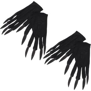 Milisten 2 Pairs Halloween Nail Gloves Full Finger Creepy Cloth