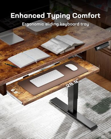 Marsail Electric Standing Desk with Ergonomic Keyboard Tray, Adjustable Desk with 27.5" to 46.7" Height Range, 4 Memory Presets, Smooth and Quiet Lifting, 48 x 24 inch Adjustable Height,TZESD14Rustic in Saudi Arabia