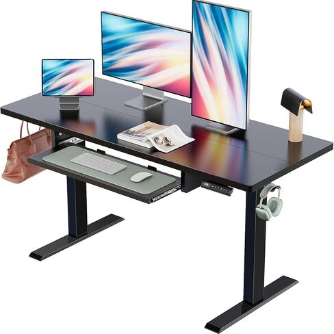 Marsail Electric Standing Desk with Ergonomic Keyboard Tray, Adjustable Desk with 27.5" to 46.7" Height Range, 4 Memory Presets, Smooth and Quiet Lifting, 48 x 24 inch Adjustable Height,TZESD14Rustic in Saudi Arabia