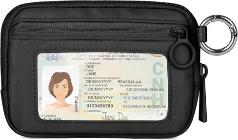 Didida The Iris Wallet Zip Card Case with ID Window Purses for Women Coin Purse with Zipper Mini Portable Keychain Wallet, Black in Saudi Arabia