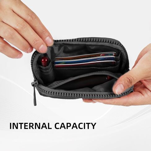 Didida The Iris Wallet Zip Card Case with ID Window Purses for Women Coin Purse with Zipper Mini Portable Keychain Wallet, Black in Saudi Arabia