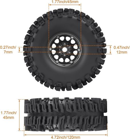Metal 1.9 Beadlock Wheels & Tires 1/10 RC Rock Crawler Mud Tires for Traxxas TRX4 Bronco Defender Axial SCX10 II III Redcat Gen 8 RC4WD Trail Finder 2 (4-Pack) (Color C) in Saudi Arabia