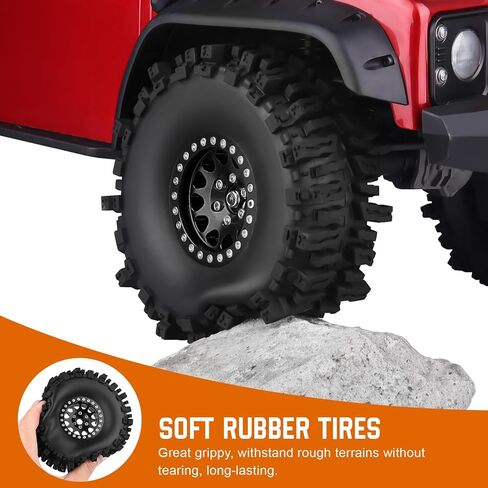 Metal 1.9 Beadlock Wheels & Tires 1/10 RC Rock Crawler Mud Tires for Traxxas TRX4 Bronco Defender Axial SCX10 II III Redcat Gen 8 RC4WD Trail Finder 2 (4-Pack) (Color C) in Saudi Arabia