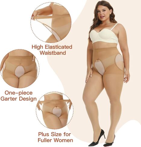 Suspender Pantyhose for Women Plus Size Garter Belt Sheer Tights Sexy Thigh High Stockings in Kuwait