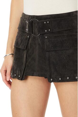 Free People Women's Suede Micro Mini Skort Black 10 in Saudi Arabia