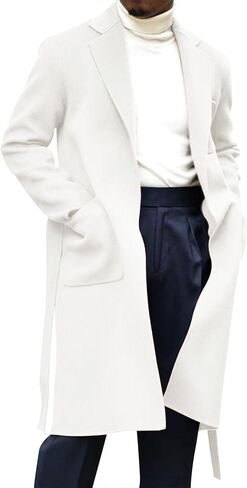 سترات Yousify الرجالية معاطف كاجوال بياقة على شكل طية صدر السترة ومعطف واقٍ من المطر in Kuwait