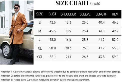 سترات Yousify الرجالية معاطف كاجوال بياقة على شكل طية صدر السترة ومعطف واقٍ من المطر in Kuwait