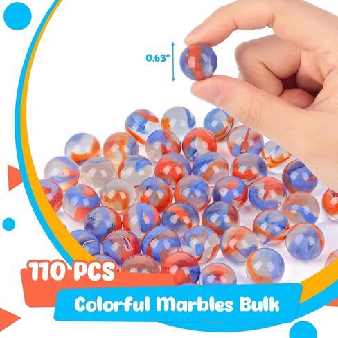 MCPINKY 110PCS Glass Marbles Bulk, Round Glass Beads Colorful Glass Marbles for Vase Fillers Marble Runs Home Decor 0.63 Inch in Saudi Arabia