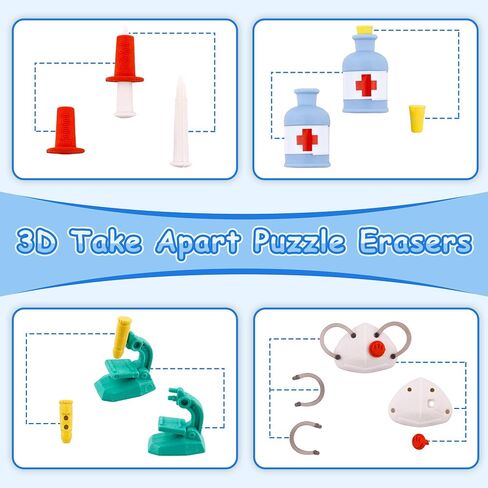 36 pcs Nurse Erasers for Kids Classroom Prizes,Puzzle Erasers 3D Take Apart Pencil Erasers for Kids Classroom Prizes, Class Treasure Box,Game Rewards,Party Favors in Saudi Arabia