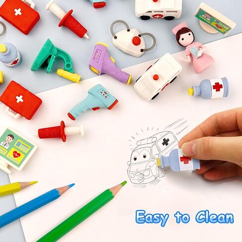 36 pcs Nurse Erasers for Kids Classroom Prizes,Puzzle Erasers 3D Take Apart Pencil Erasers for Kids Classroom Prizes, Class Treasure Box,Game Rewards,Party Favors in Saudi Arabia